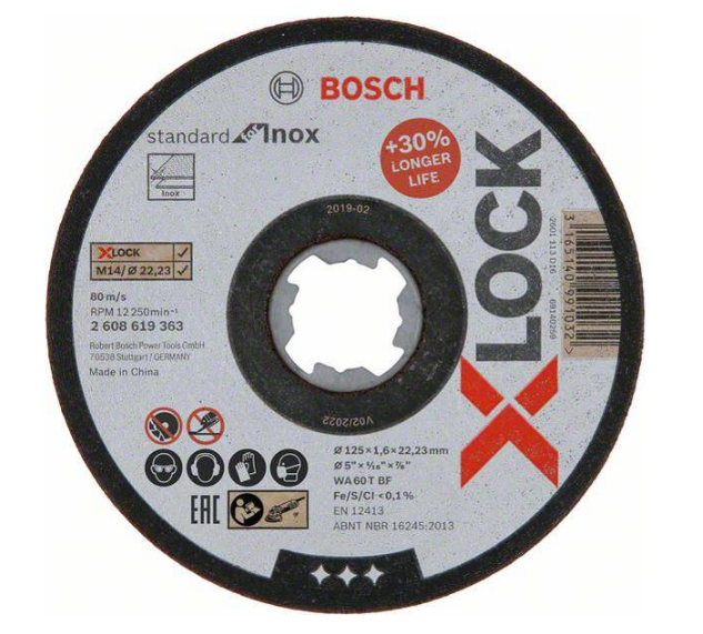 BOSCH CUTTING DISC X-LOCK STANDARD INOX 125 X 1.6 T41 
